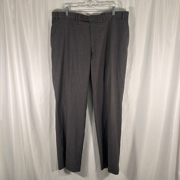 Ralph Lauren Dress Pants Men's 40x32 Grey Plaid Flat Front Pockets Polyester - Picture 1 of 8